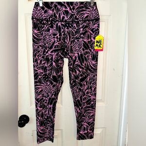 Womens Pink and Black Patterned Leggings
